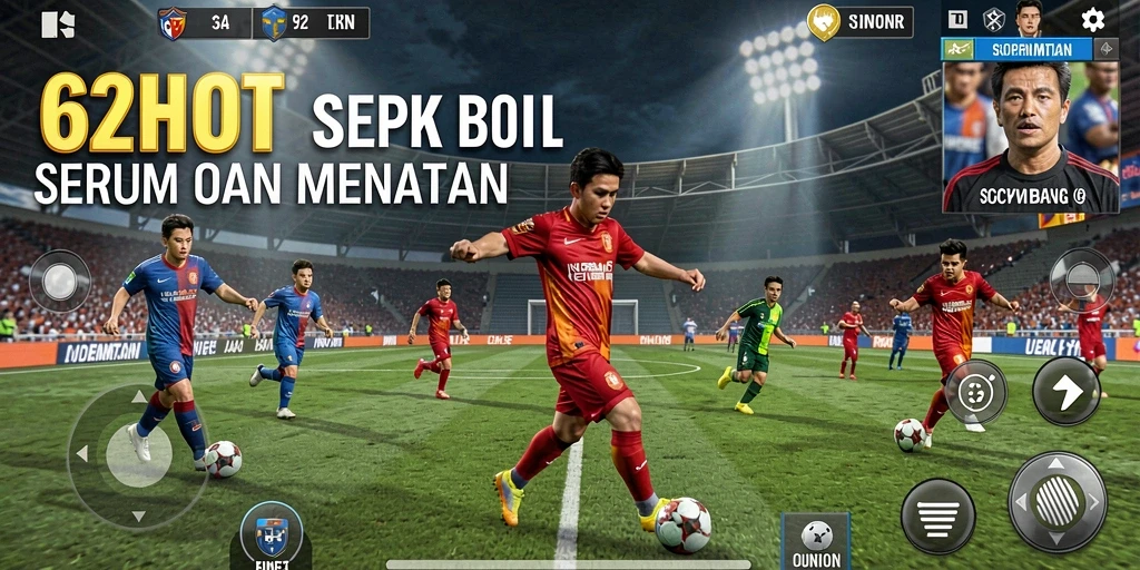 Screenshot gameplay 62HOT dengan aksi seru sepak bola.