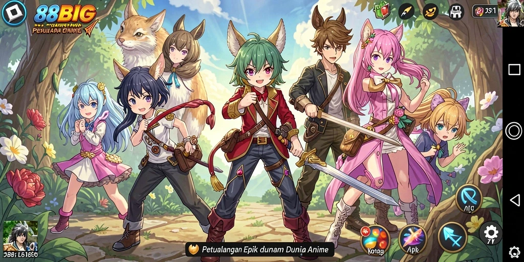 Screenshot utama 88BIG menampilkan aksi seru dalam permainan Anime.