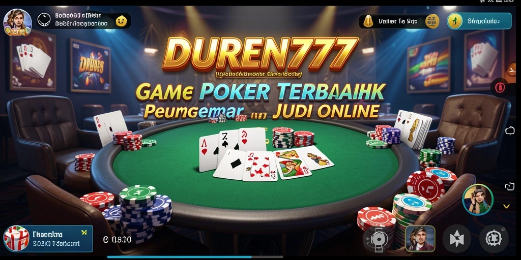 Tampilan screenshot DUREN777 menunjukkan gameplay Poker yang mendebarkan.