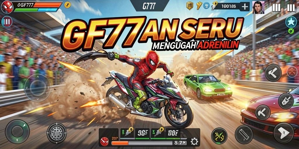 Tampilan gameplay GF777 dengan berbagai mobil dan trek yang menantang.