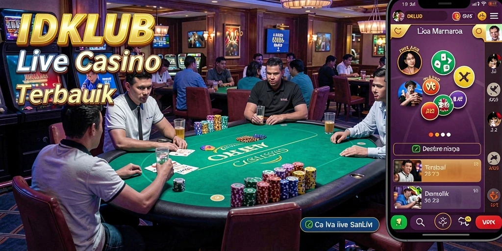 Tampilan gameplay Live Casino dengan dealer profesional di IDKLUB.