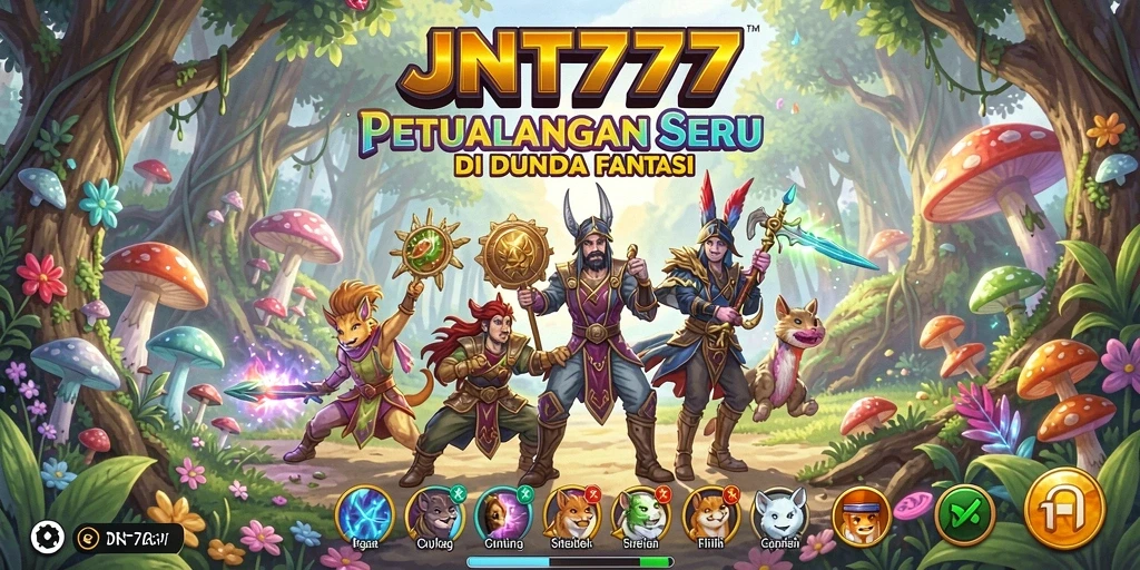 Tangkapan layar utama JNT777 menampilkan petualangan seru di dunia fantastis.