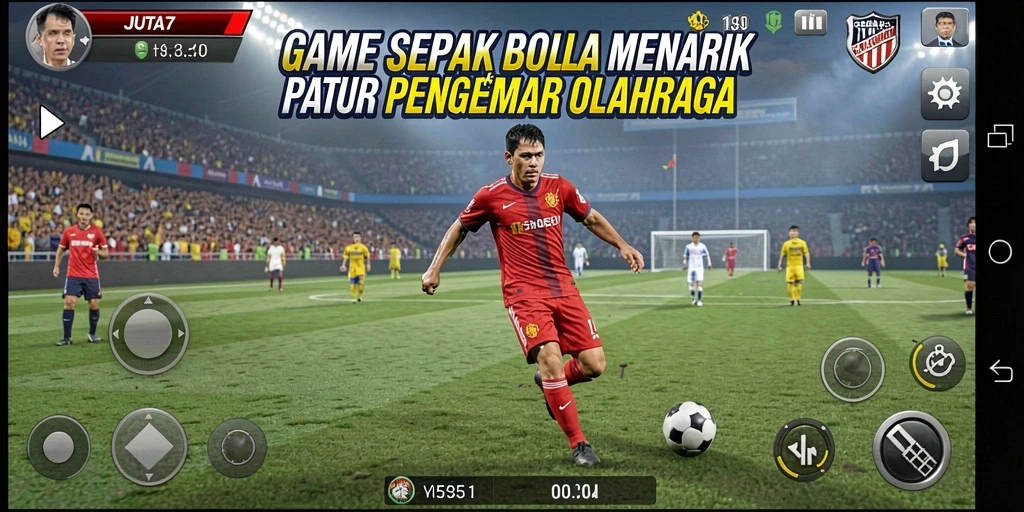 Tampilan gameplay JUTA7 yang menegangkan dalam pertandingan sepak bola.