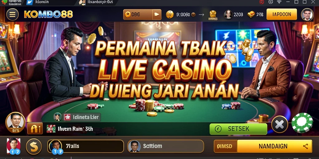 Screenshot KOMBO88 menunjukkan pengalaman bermain Live Casino yang mendebarkan.