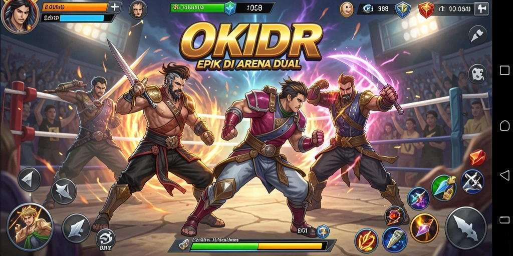 Screenshot menunjukkan duel seru antar karakter di arena OKIDR.