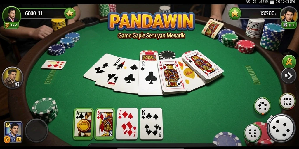 Tampilan gameplay PANDAWIN yang menampilkan keseruan permainan Gaple.