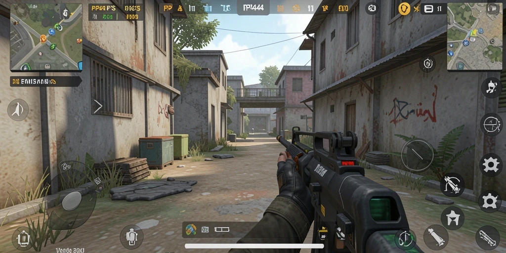 Gameplay PP444 yang intens dan mendebarkan dalam mode FPS.