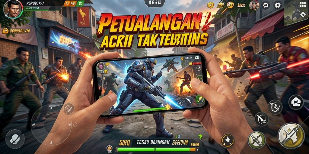 Tampilan gameplay seru dalam REPUBLIK77 dengan aksi mendebarkan.