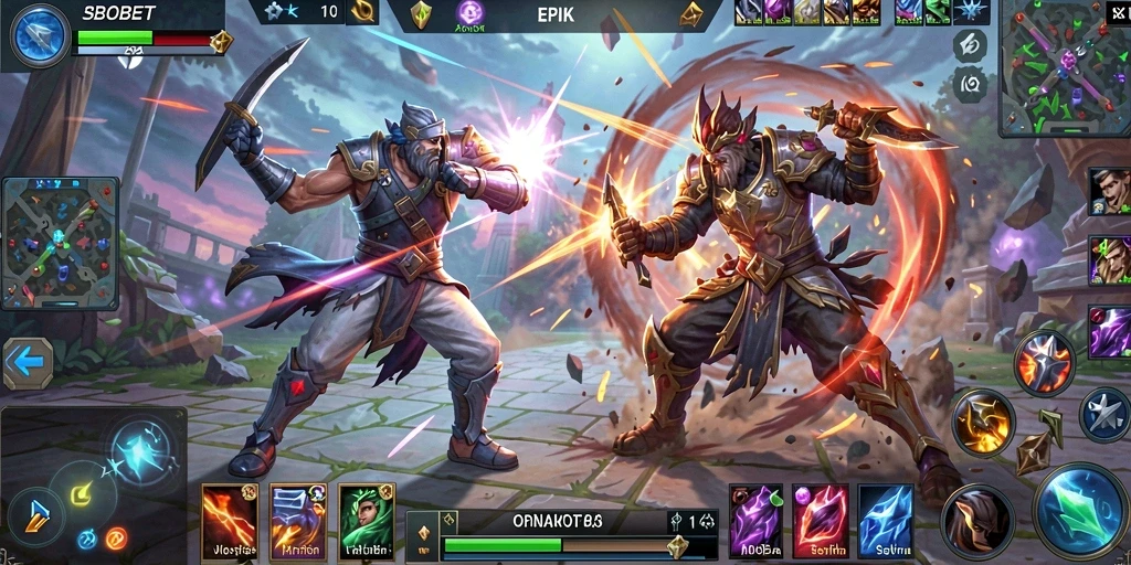 Gameplay seru SBOBET dalam pertempuran MOBA yang strategis.