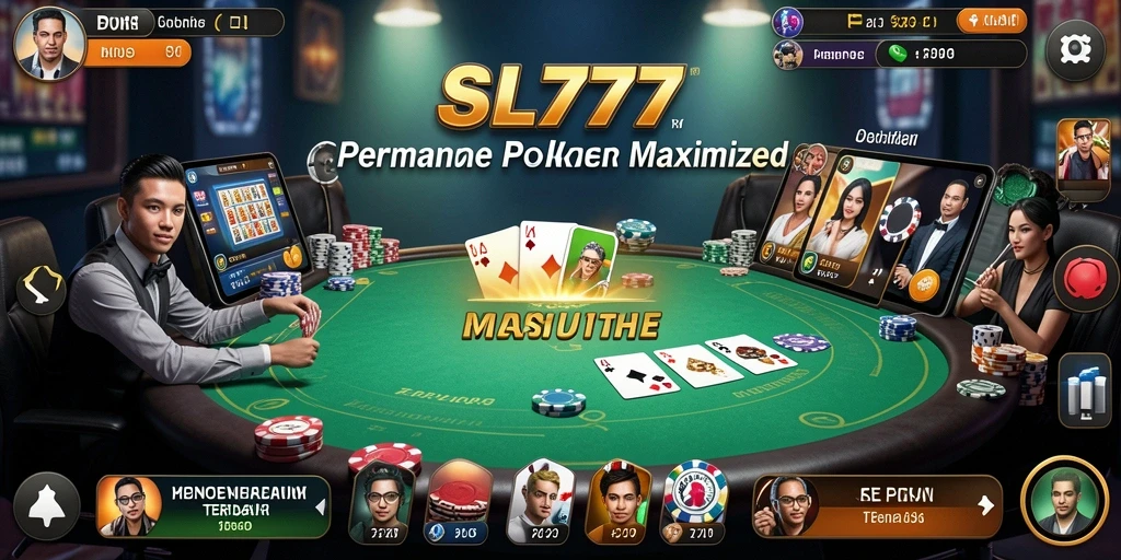Tampilan gameplay Poker yang seru dan mendebarkan di SL777.