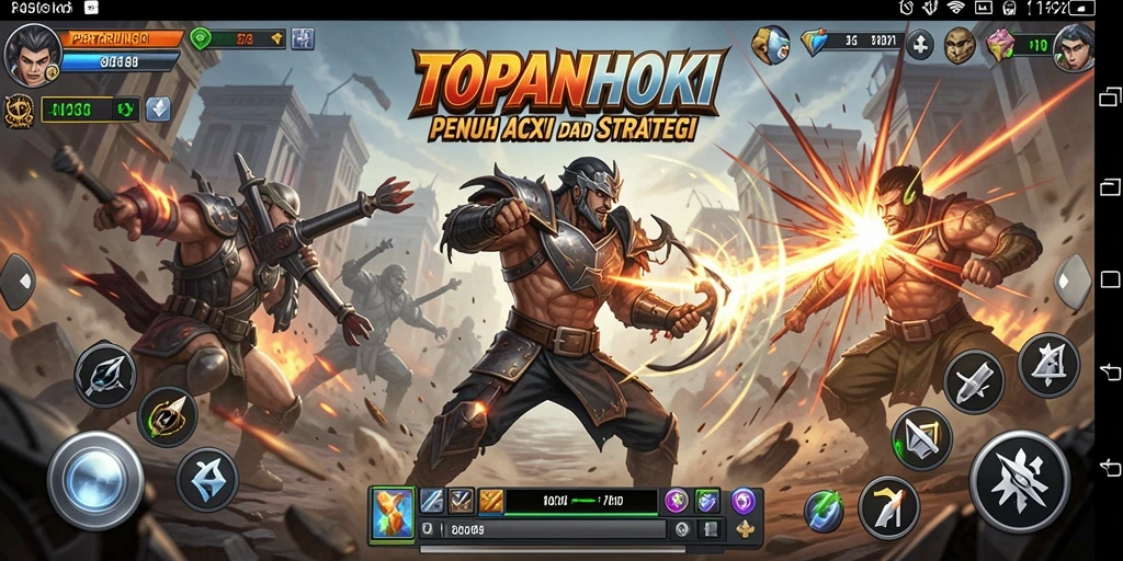Screenshot gameplay TOPANHOKI menampilkan pertarungan yang intens dan karakter yang dinamis.