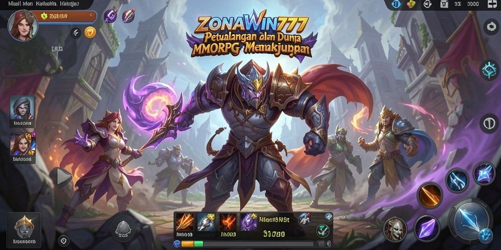 Tampilan gameplay ZONAWIN777 yang penuh aksi dalam dunia MMORPG.